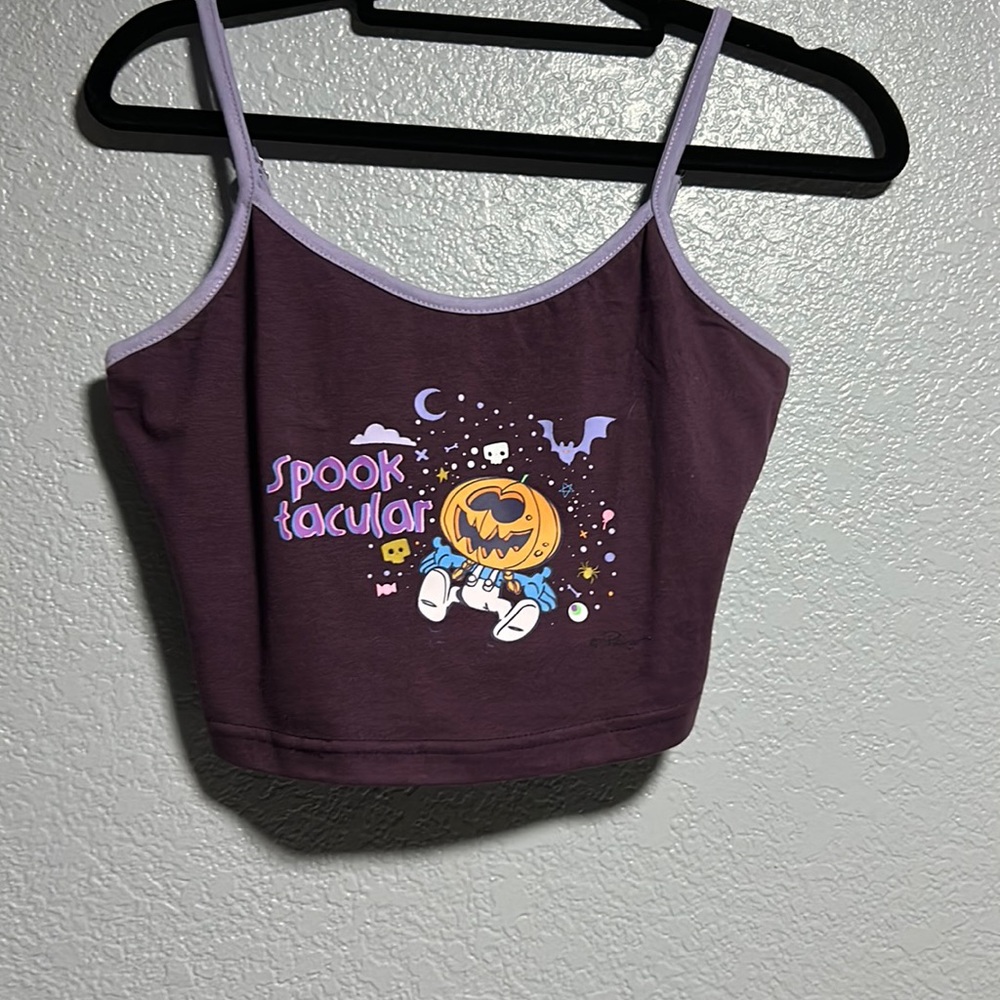 Smurf x Romwe dark purple spooky szn crop top